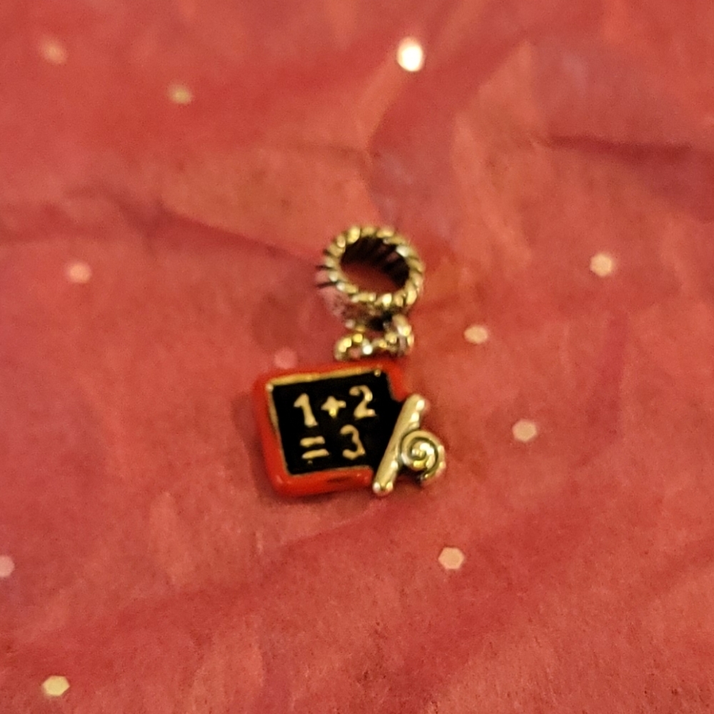 Michael Anthony Teacher 1+2=3 Charm fits Pandora Type bracelets stamped 925